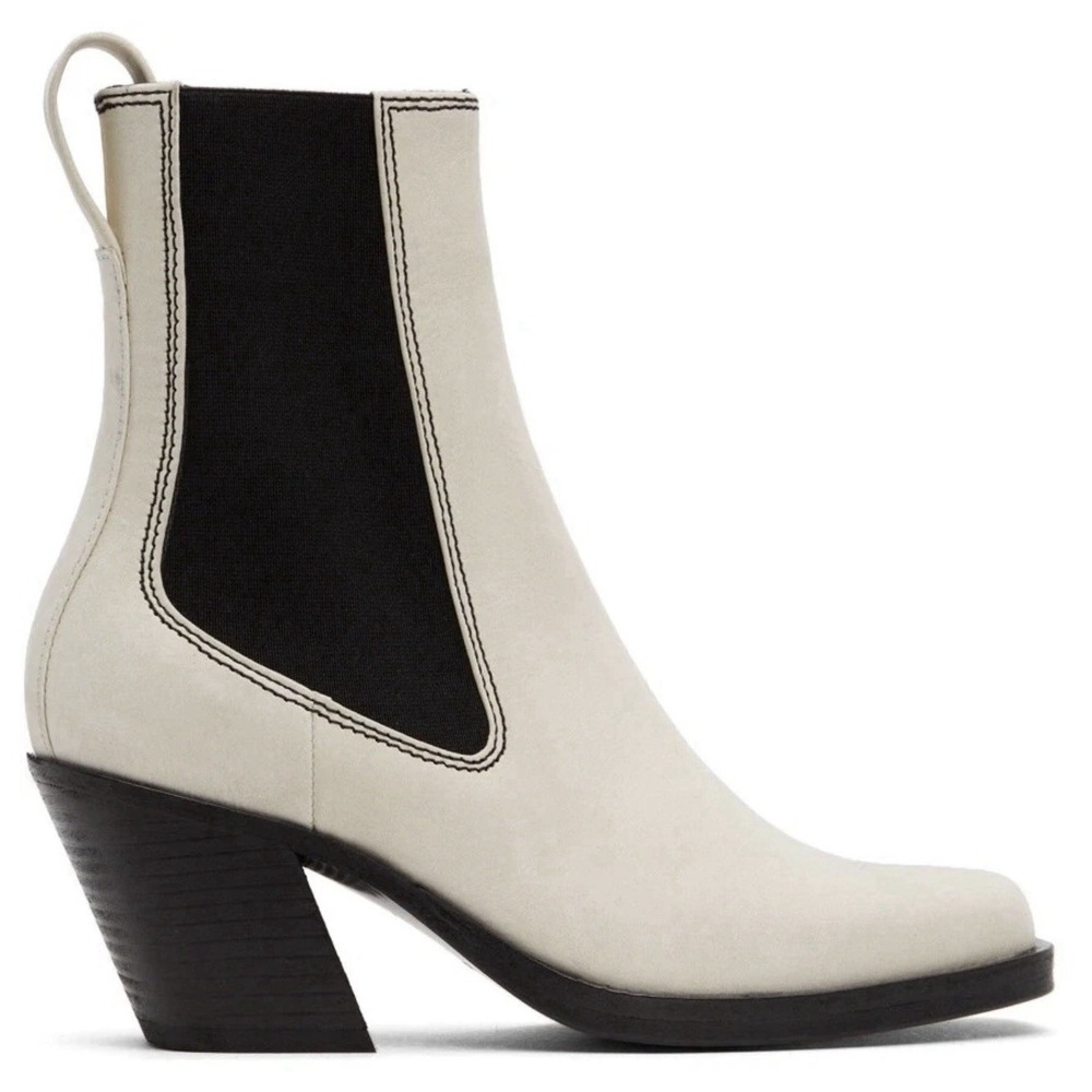 Rag & Bone Axis  Leather Chelsea Ankle Antique White Boho Western 37.5 (7-7.5)
